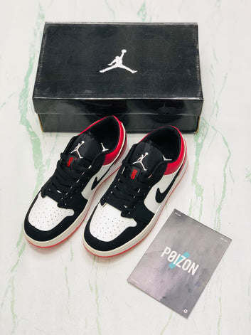 NIKE AIR JORDAN 1 LOW WHITE BLACK AND RED