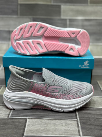 ARCH FIT SLIP-ON SKECHERS ( GRAY WITH PINK )
