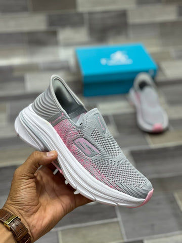 ARCH FIT SLIP-ON SKECHERS ( GRAY WITH PINK )