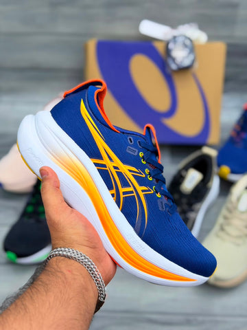 ASICS GEL-NIMBUS 28 ( BLUE AND ORANGE )