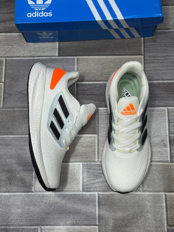 ADIDAS PUREBOOST 22 ( CLOUD WHITE AND ORANGE )