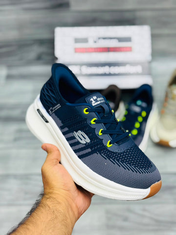 SKECHERS MEMORY FOAM SLIP-INN ( BLUE )